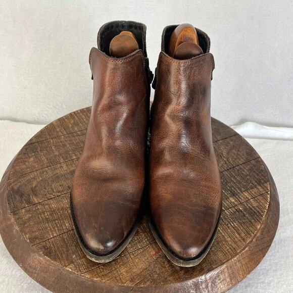 Ksubi Boots Womens Size 6 Heiffer 7 Stud Double Zip Up Brown Leather Western - Picture 4 of 14